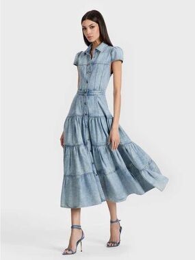alice + olivia PATSY DENIM MIDI DRESS